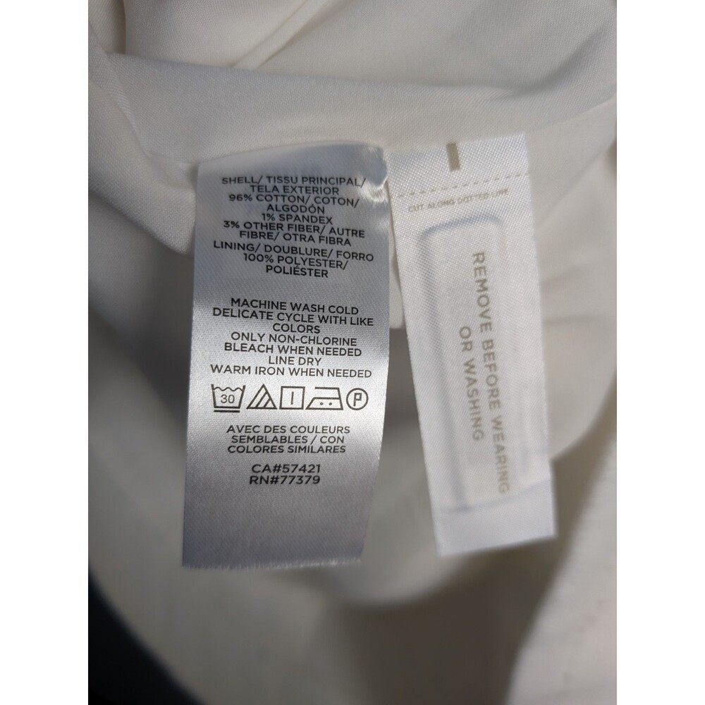 Loft Dress Women’s 6 V-Neck White Shift Sleeveless Lined Striped Embroidered - Picture 8 of 16